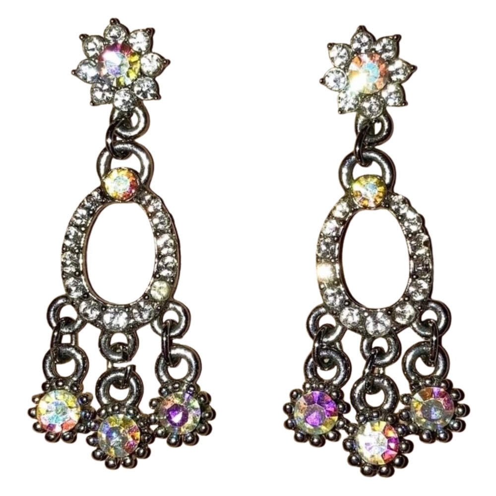 Aurora Borealis Chandelier Dangle Earrings Prom Formal Cocktail Wedding Jewelry
